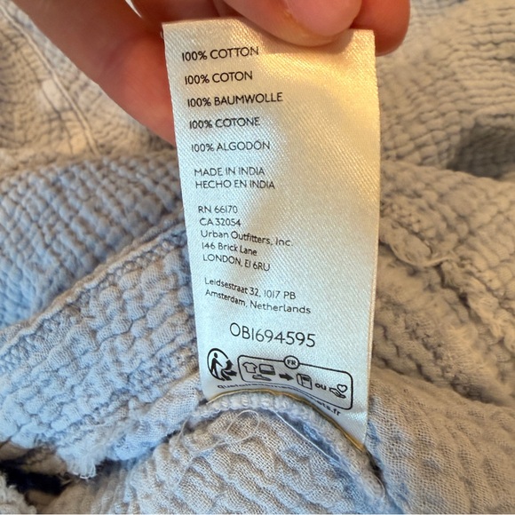 Free People Lucy Cotton Button Front Boho Light Blue Blouse Medum - Picture 6 of 7